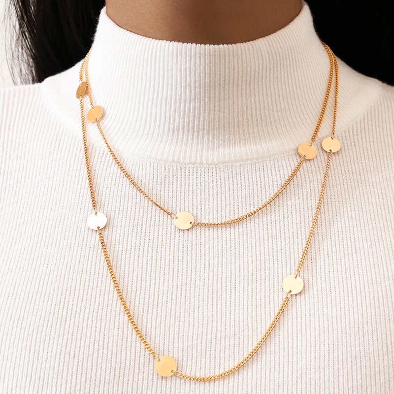 

Disc Layered Necklace, Gold