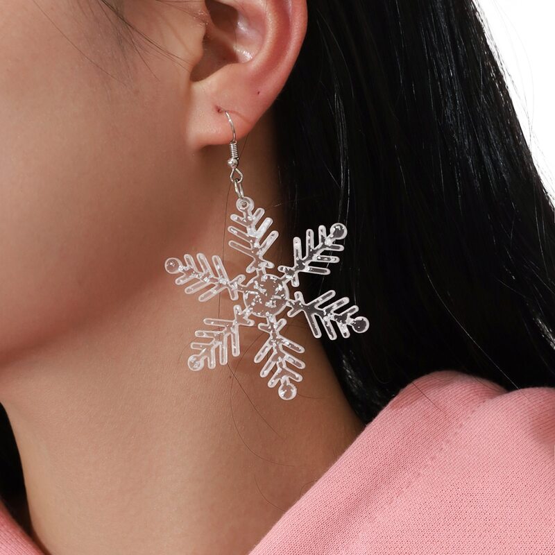 

Christmas Clear Snowflake Drop Earrings