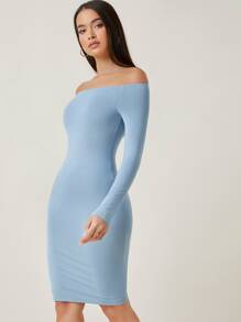 SHEIN BASICS Vestido ajustado de hombros descubiertos