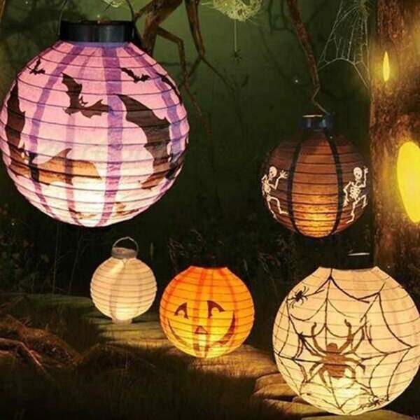 

1pc Halloween Print Portable Decorative Lantern, Multicolor