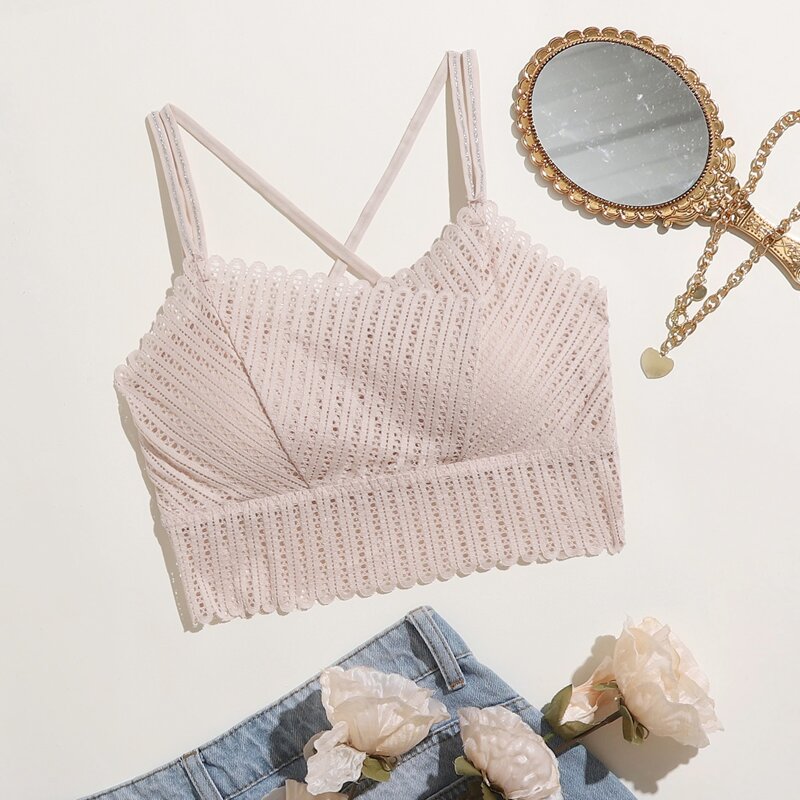 

Solid Lace Bralette, Baby pink