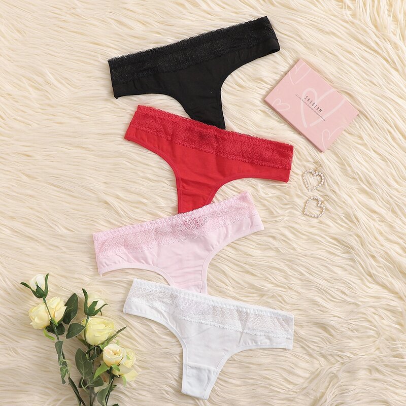 

4pack Lace Trim Panty Set, Multicolor