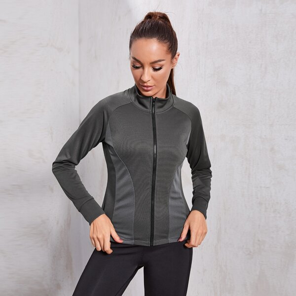 

Raglan Sleeve Zip Up Sports Jacket, Dark grey