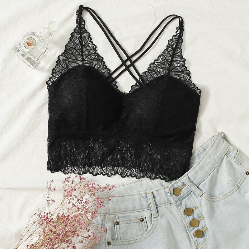 Solid Lace Bralette, Black