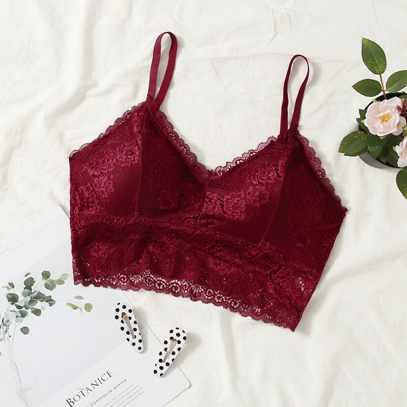 

Solid Lace Bralette, Burgundy