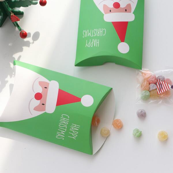 

10pcs Santa Claus Pattern Package Box, Green