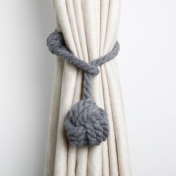 

1pc Rope Braided Curtain Tie Back, Grey