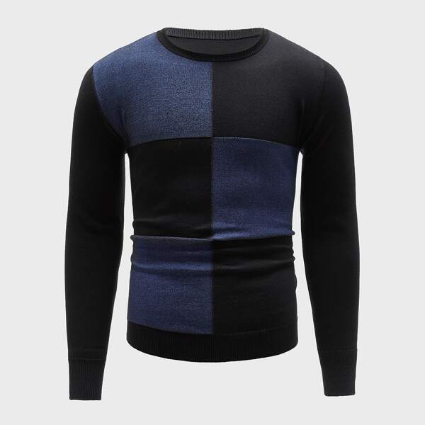 

Men Two Tone Round Neck Sweater, Multicolor
