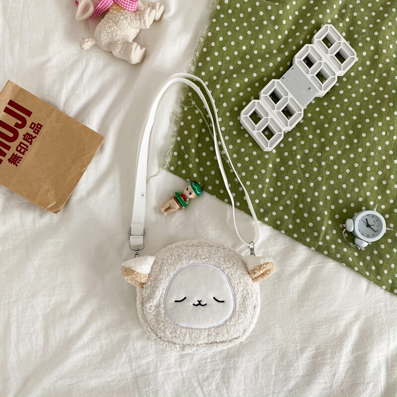 

Cartoon Head Teddy Crossbody Bag, White