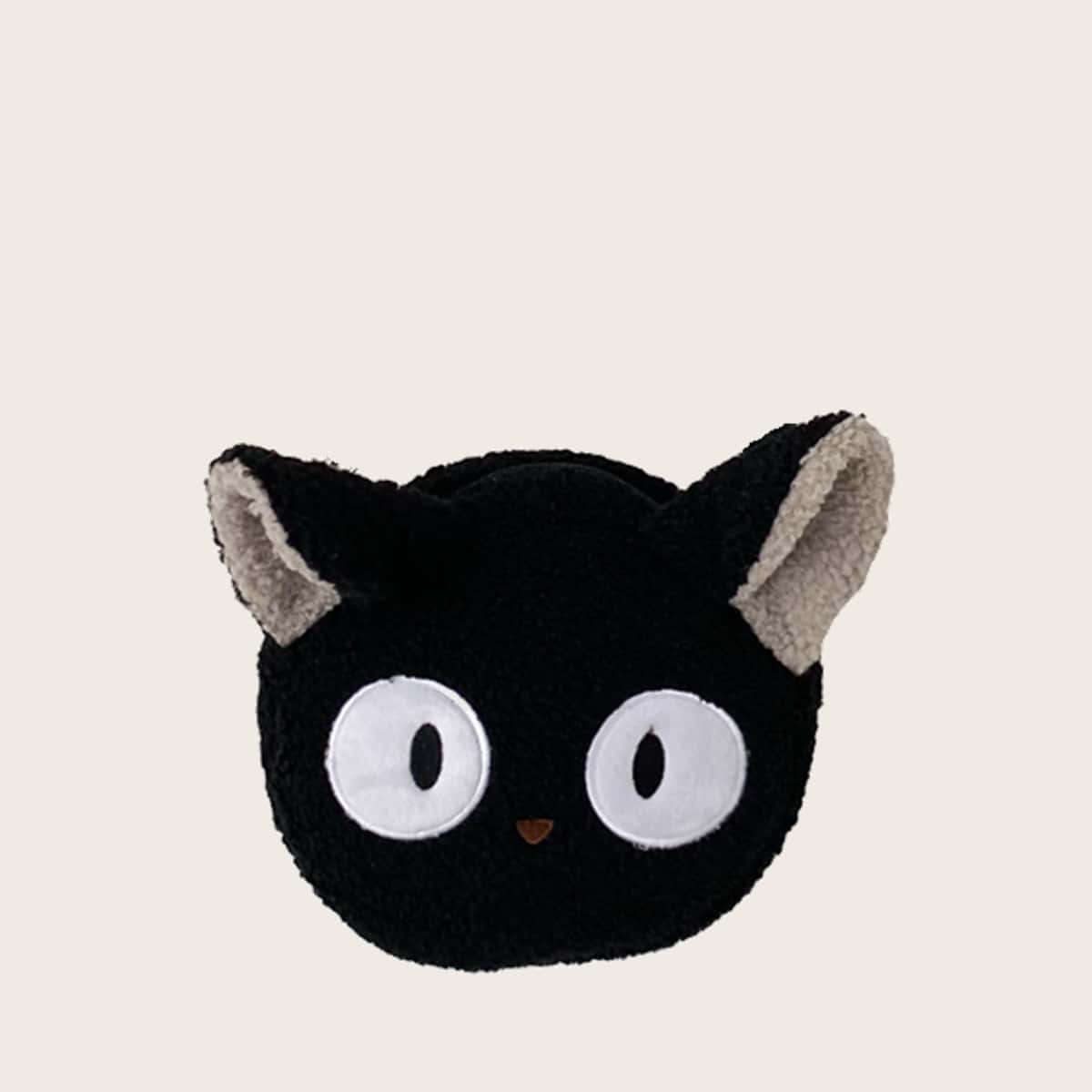 

Cartoon Cat Teddy Crossbody Bag, Black
