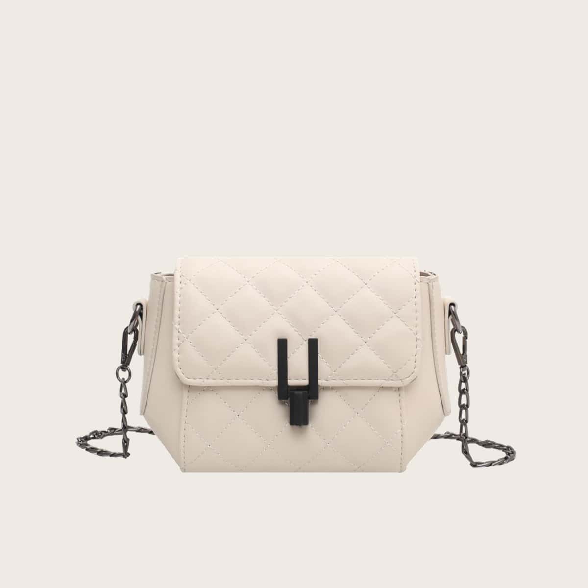 

Quilted Chain Bag, White