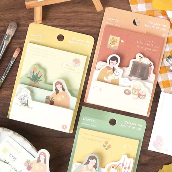 

1pack Cartoon Graphic Random Memo Pad, Multicolor
