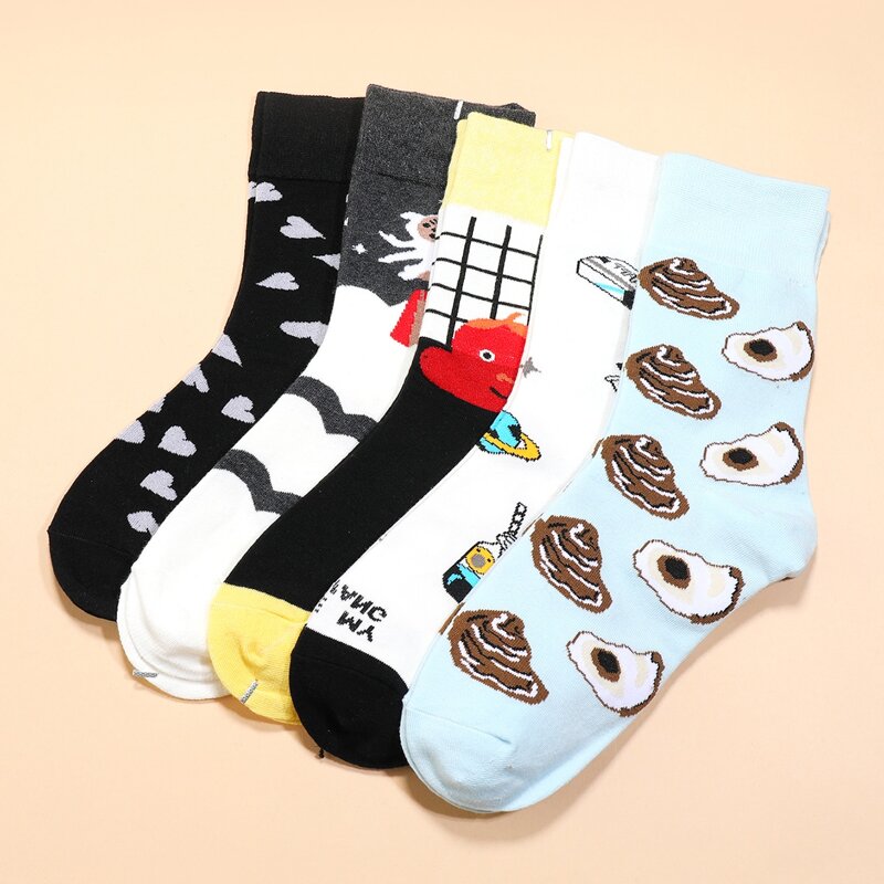 

5pairs Cartoon Crew Socks, Multicolor