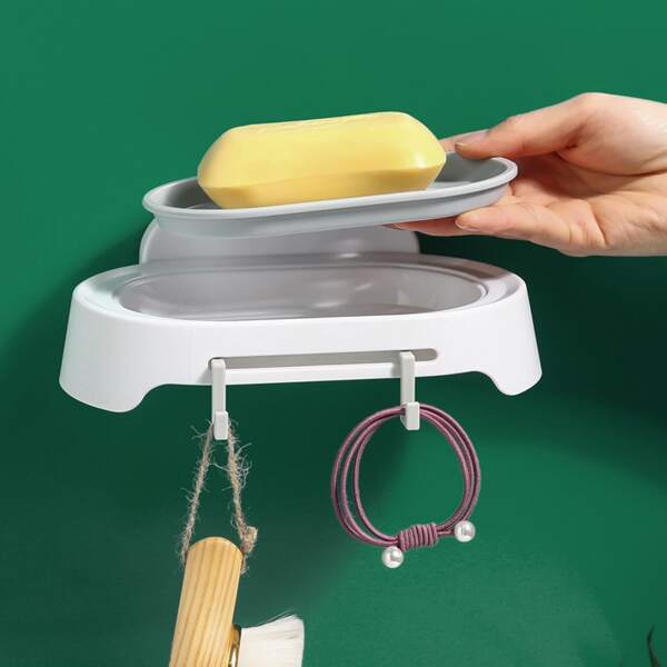 

1pc Two Tone Soap Holder, Grey