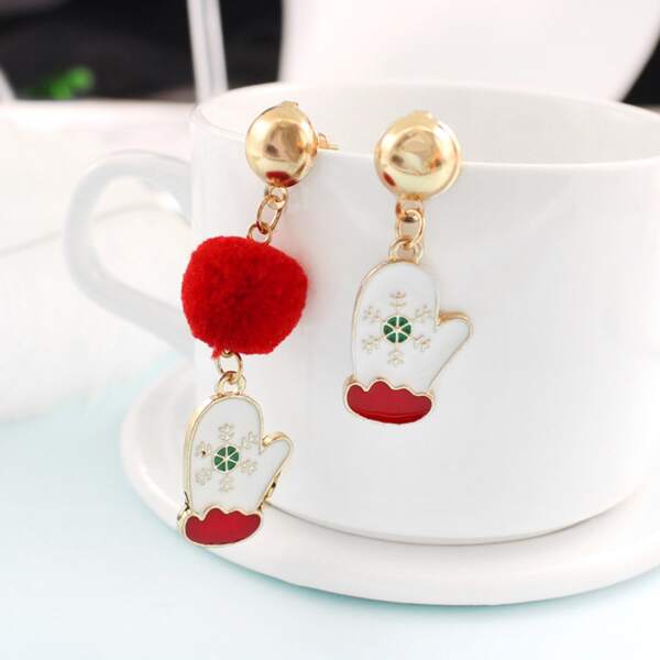 

Girls Christmas Gloves Charm Drop Earrings, Multicolor