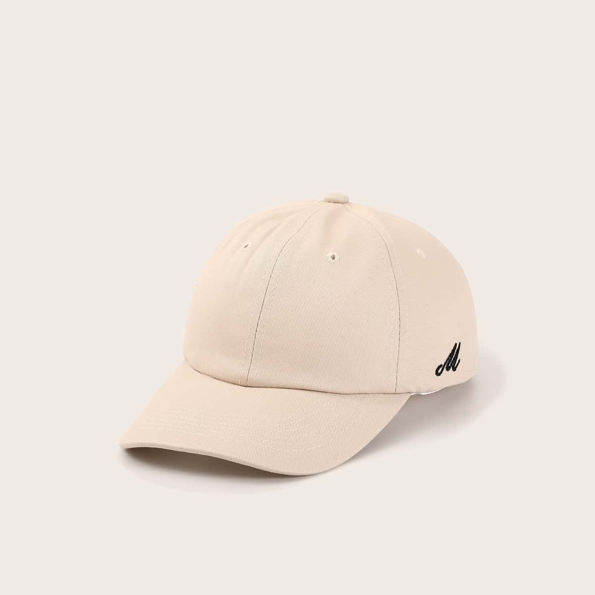 

Letter Embroidery Baseball Cap, Beige