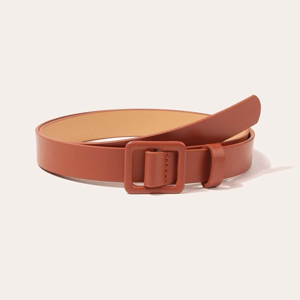 

135CM Square Buckle Plus Size Belt, Brown