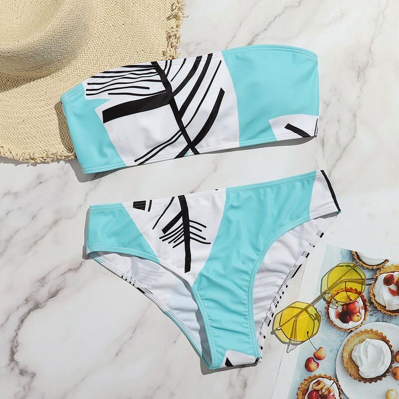 

Colorblock Bandeau Bikini Swimsuit, Multicolor