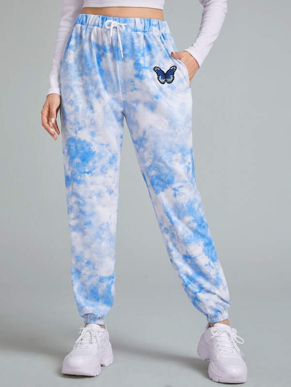 Blue butterfly sweatpants Outlet