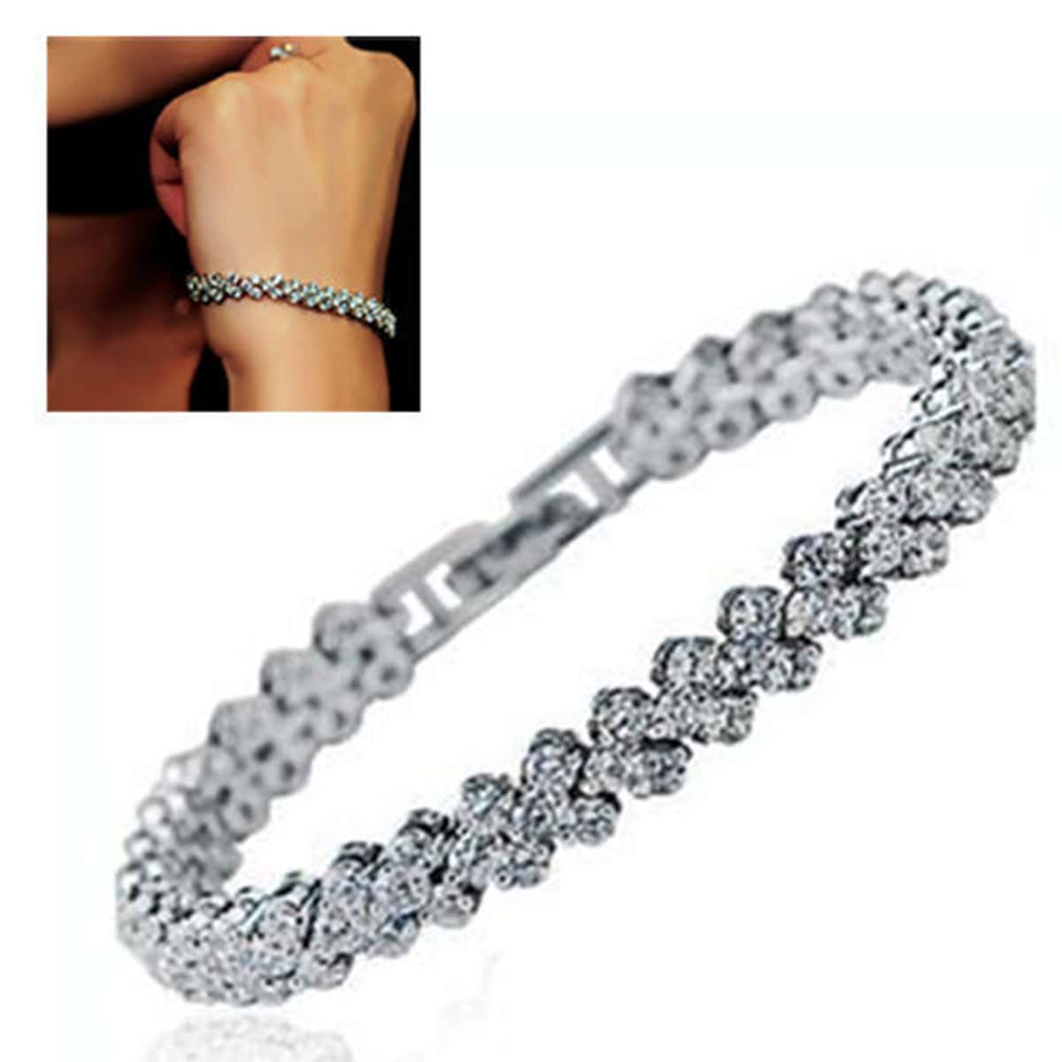 

Rhinestone Decor Bracelet, Silver