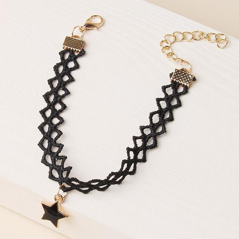 

Star Charm Bracelet, Black