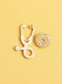 2pcs Stethoscope & Syringe Design Brooch - Yellow Gold - View 3