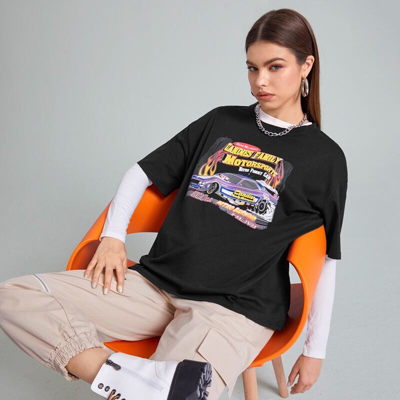 

Letter & Car Graphic Tee, Black