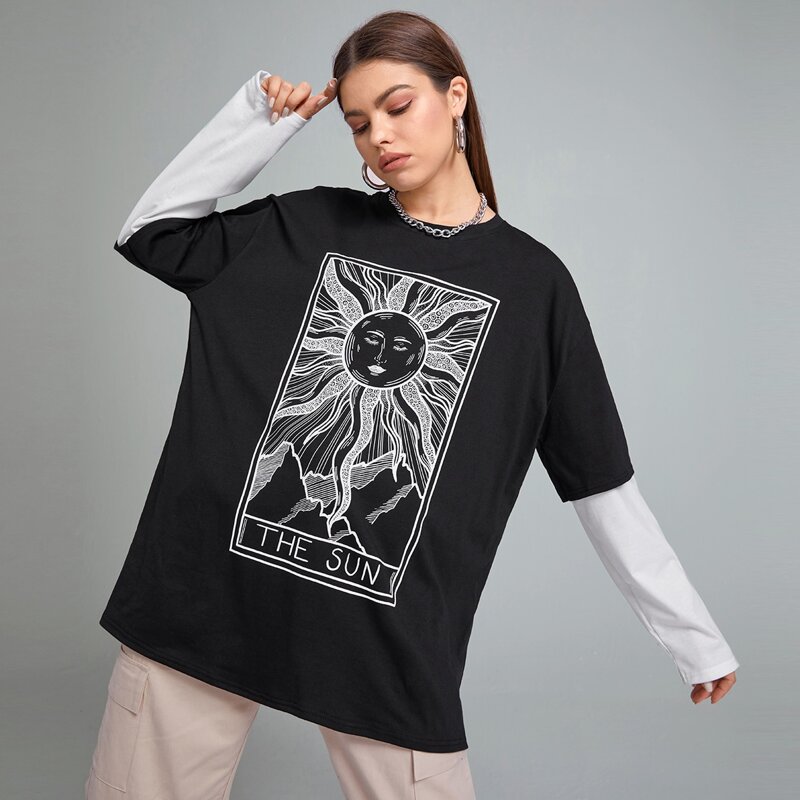 

Sun Graphic Oversized Tee, Black