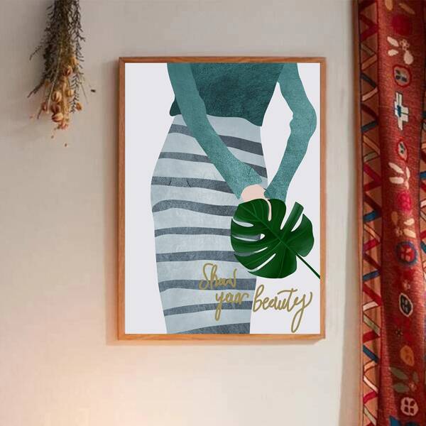 

Leaf Print Wall Painting Without Frame, Multicolor