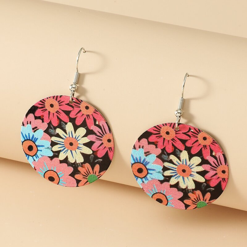 

Floral Round Drop Earrings, Multicolor