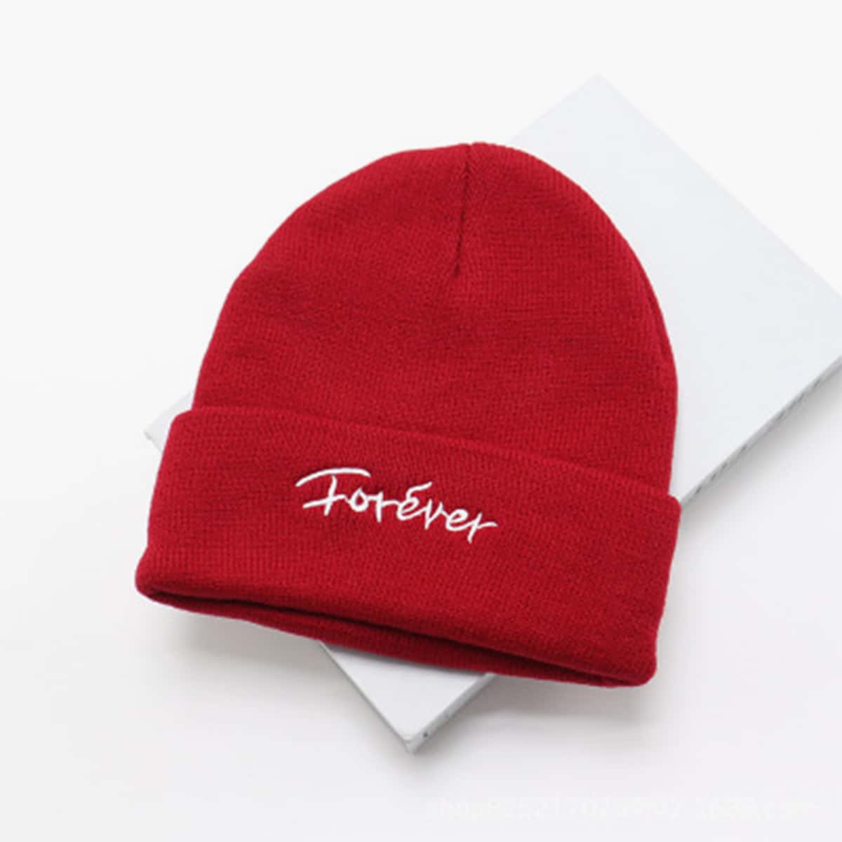 

Letter Embroidery Beanie, Red