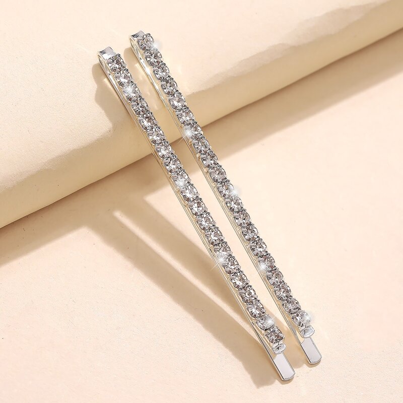 

2pcs Rhinestone Bobby Pin, Silver