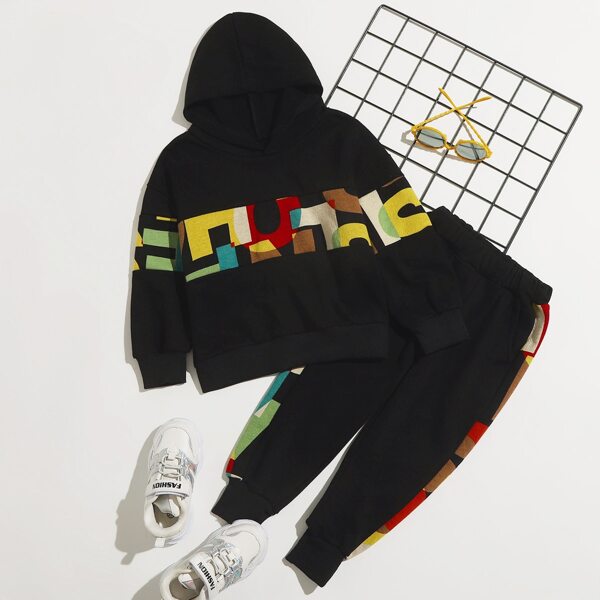 

Toddler Boys Letter Graphic Hoodie & Sweatpants, Black