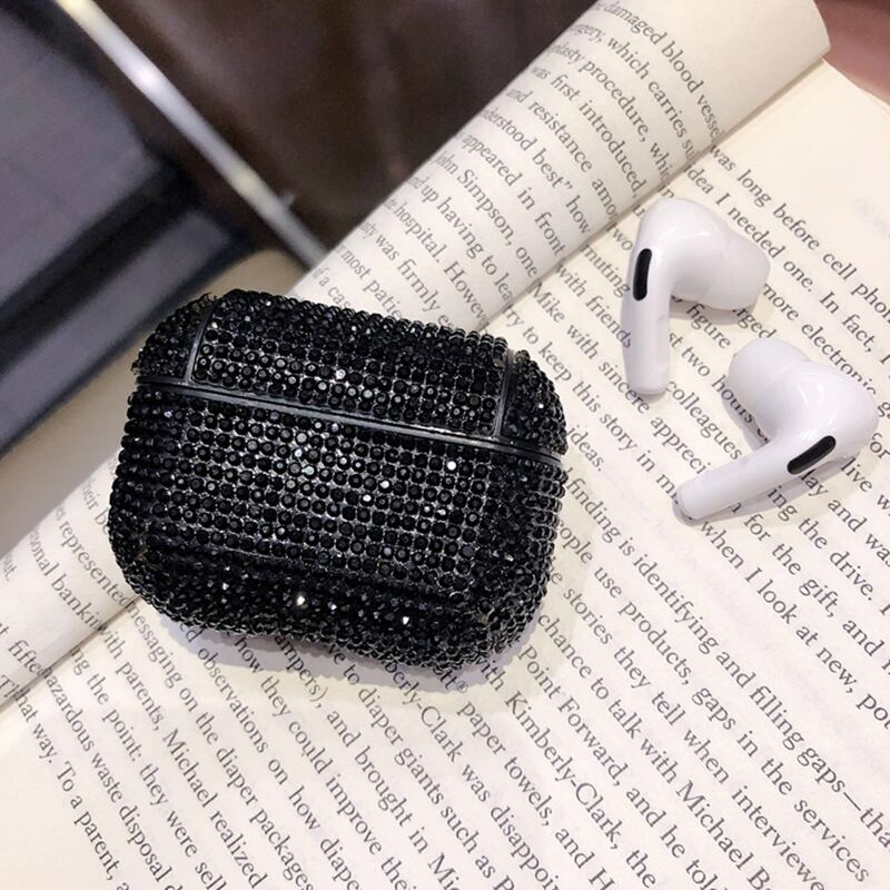

Rhinestone Decor Airpods Case, Black