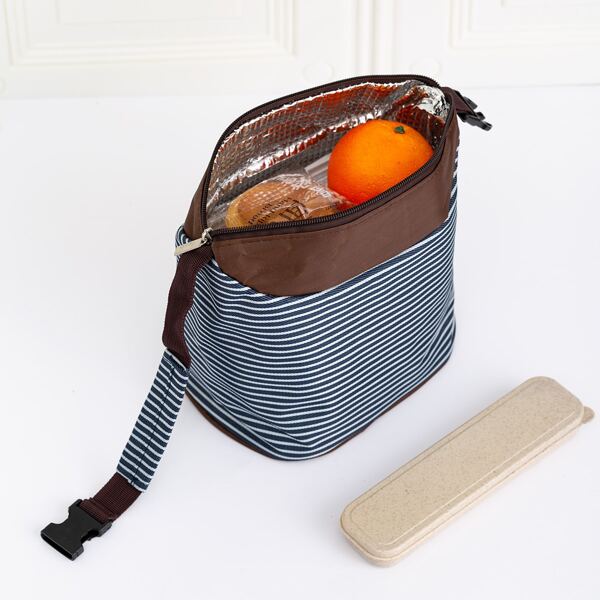 

Striped Pattern Lunch Bag, Navy blue