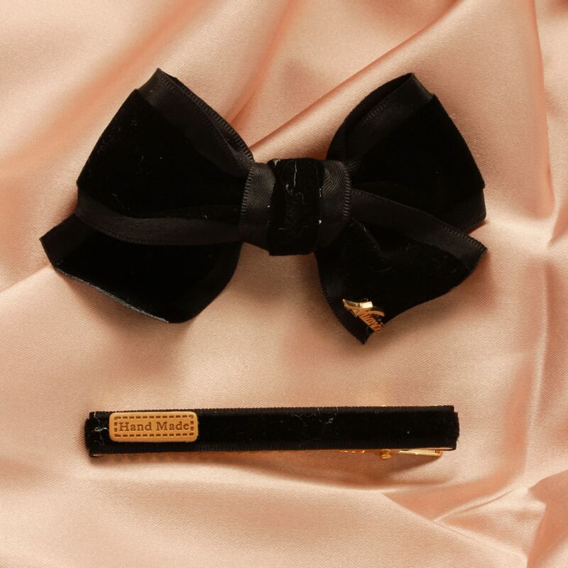 

2pcs Bow Hair Clip, Black