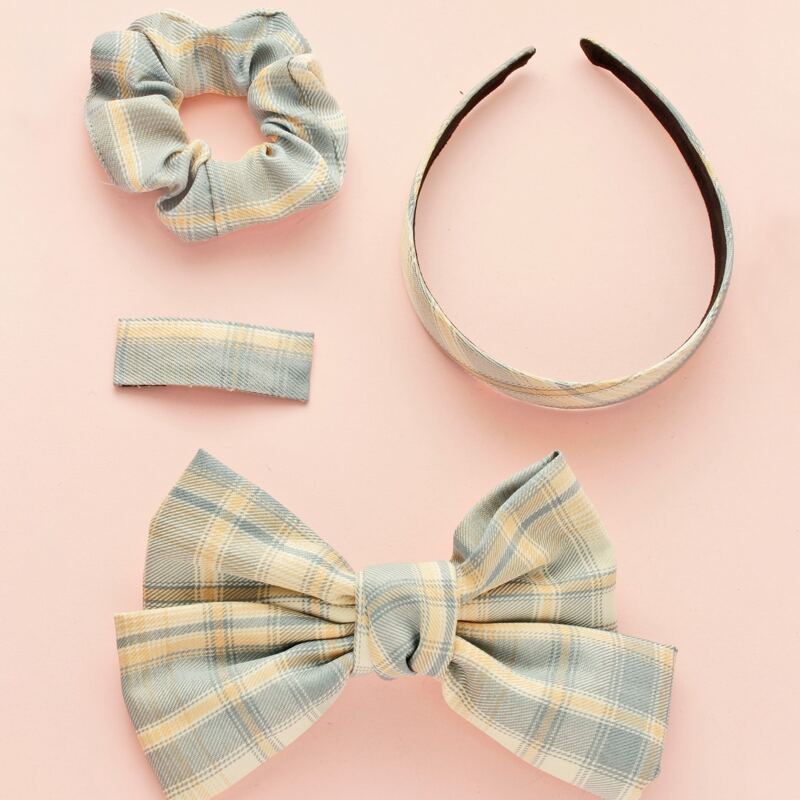 

4pcs Tartan Hair Accessory, Multicolor