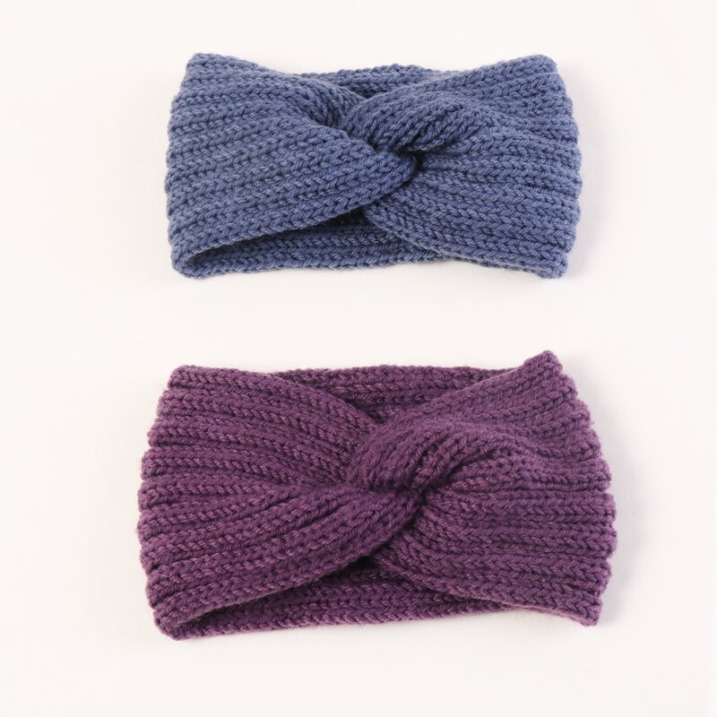 

2pcs Plain Knitted Headband, Multicolor