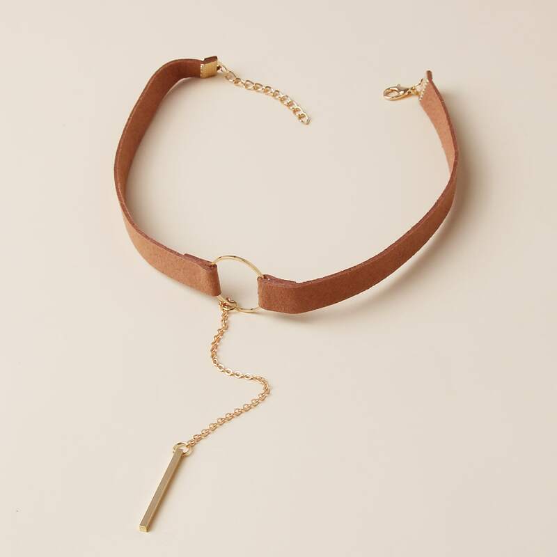 

Bar Decor Faux Leather Choker, Khaki