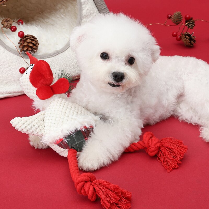 

Christmas Cartoon Shaped Dog Toy, White