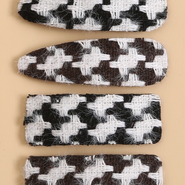 

4pcs Houndstooth Pattern Hair Clip, Multicolor