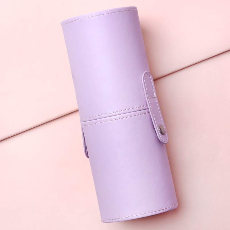 

1pc Solid Makeup Brush Storage Box, Mauve purple