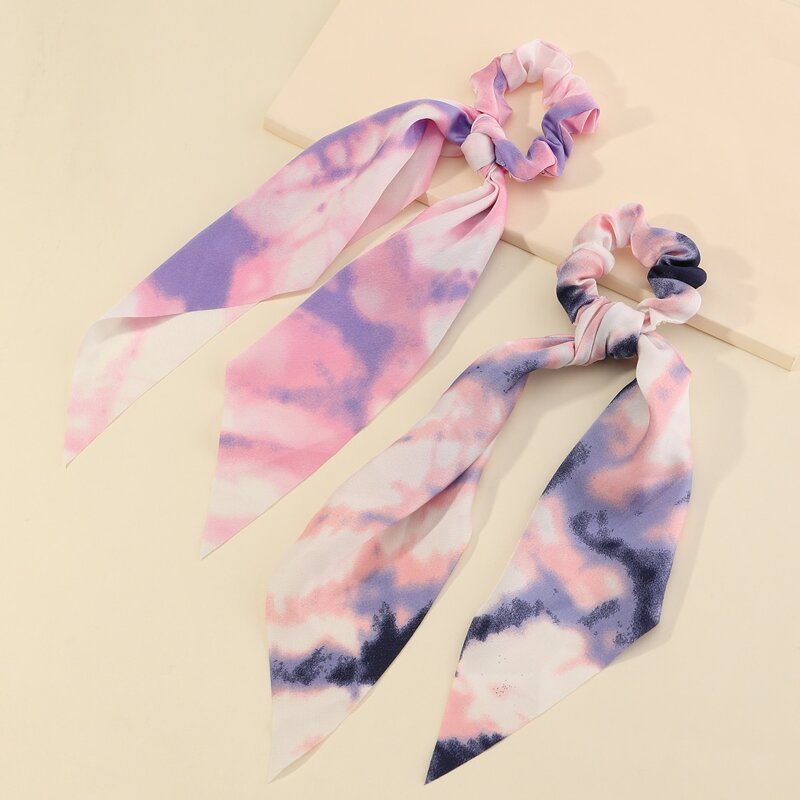 

2pcs Tie Dye Scrunchie Scarf, Multicolor