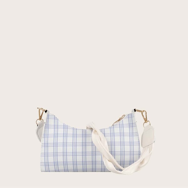 

Plaid Baguette Bag, Multicolor