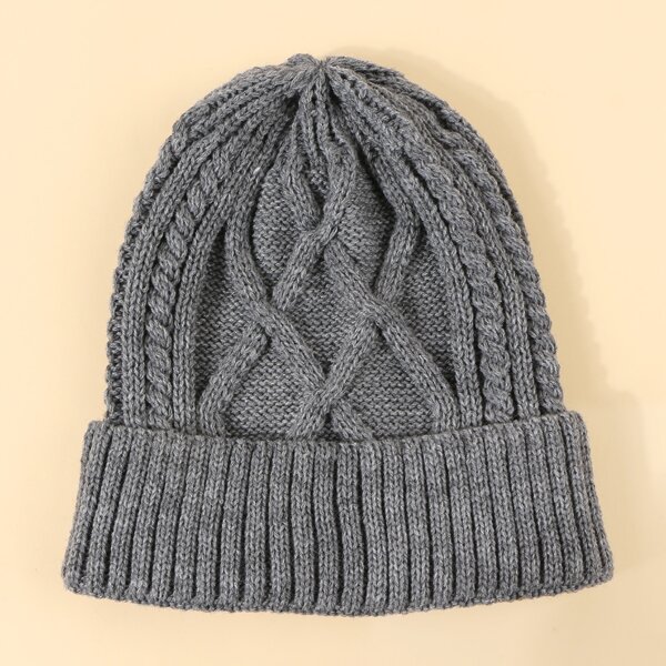

Men Knitted Cuff Beanie, Grey