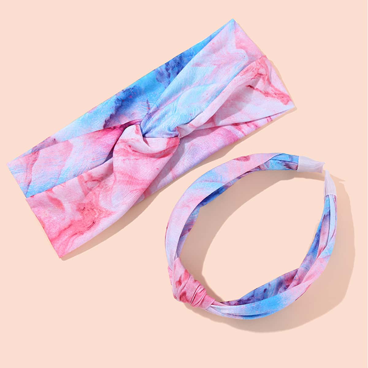 

2pcs Tie Dye Hair Hoop & Headband, Multicolor