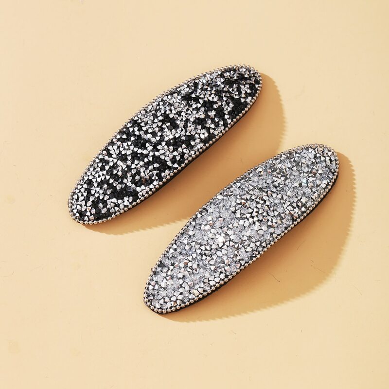 

2pcs Rhinestone Hair Clip, Black and white