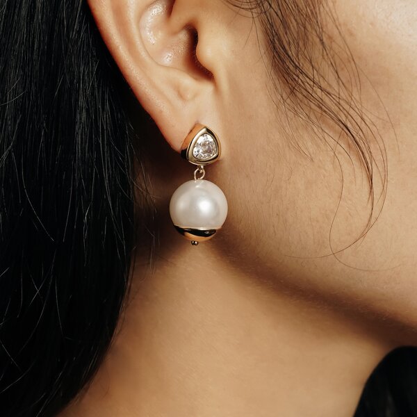 

Faux Pearl Decor Drop Earrings, Gold