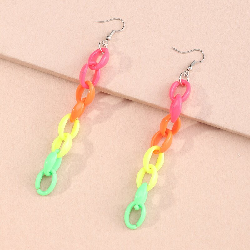 

Colorblock Chain Drop Earrings, Multicolor