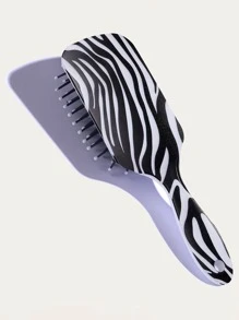 1pc Large-Square Zebra Stripe Hair Brush Plastic Detangler, Glide Through Tangles With Ease, Plastic Detangler, Blow Drying And Straightening, Hair Cushion Brush, For Thick/Curly/Thin/Long/Short Hairs Wet Dry All Hair Types For Women Men Girls Boys Gifts Comb, Back To School, Travel Holiday Essentials, Hair Accessories For Women, Brush, Hair Brushes, Hair Brush, Detangling Brush, Hair Brush, Wooden Comb, Hair Brush, Mini Hair Brush, Detangling Brush, Hair Brushes, Curly Hair Brush, Hairdressing Equipment,Hair Brush,Slick Back Brush,Styling Brush,Curly Hair Brush,Edge Brush,Hair Comb,Brush Hair,Hair Brush Set,Comb Hair,Comb For Curls,Detangling Brush,Hair Brush For Women,Hair,Travel,Hair Products,Hair Tools,Hair Stuff,Barber,Barber Accessories,Barbershop,Hairdressing Equipment - Black and White - View 2
